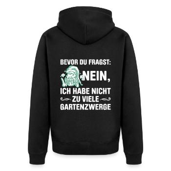 Gartenzwerg Für Gartenzwerg Liebhaber Gärtner Lust - Unisex Premium Bio Zip Hoodie - Schwarz - Hinten - Nico (187cm)