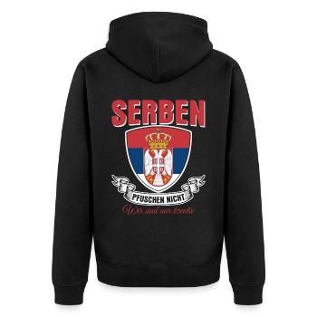 Serbien serbische Flagge - Unisex Premium Bio Zip Hoodie - Schwarz - Hinten - Nico (187cm)