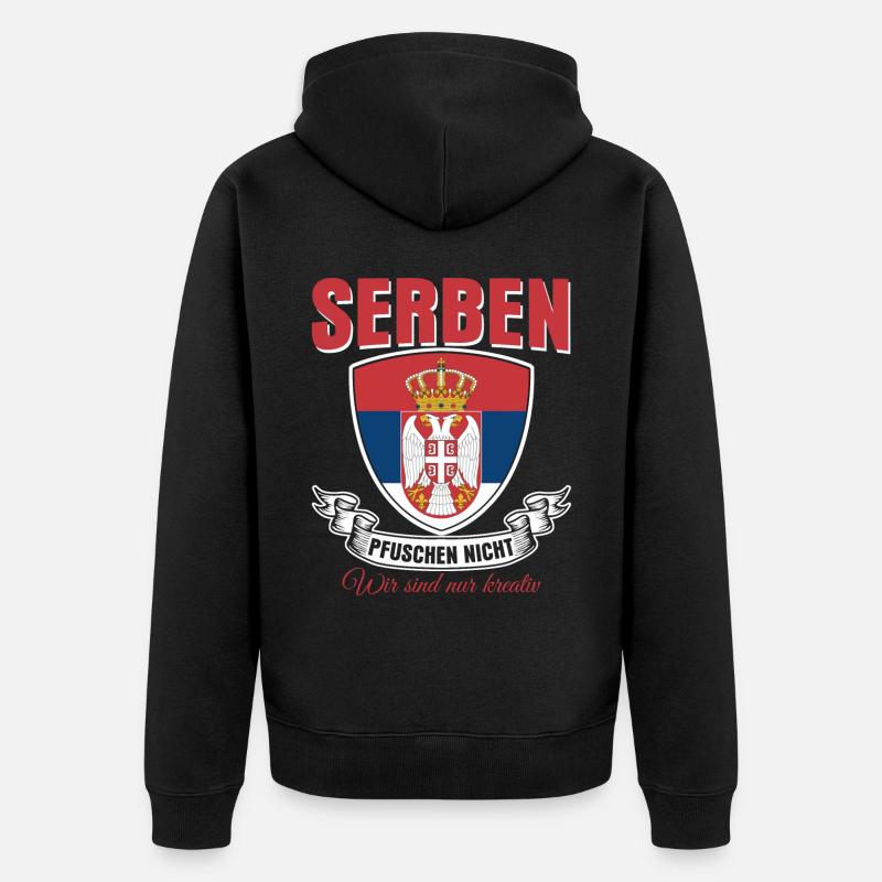 Serbien serbische Flagge - Unisex Premium Bio Zip Hoodie - Schwarz