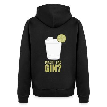 Macht das Gin? - Unisex Premium Bio Zip Hoodie - Schwarz - Hinten - Nico (187cm)