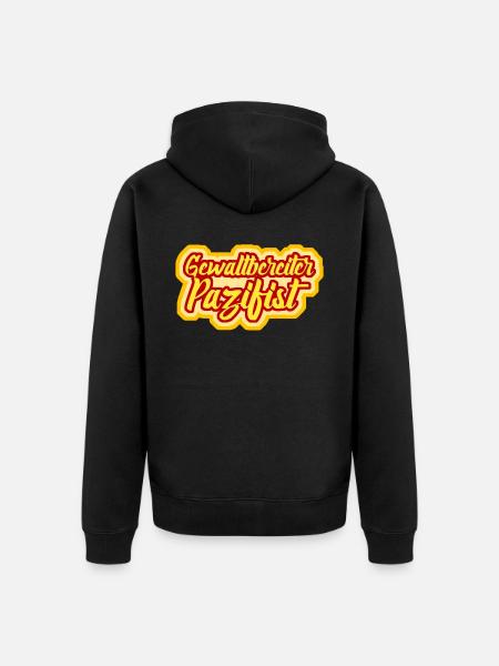 Pazifismus Witz - Unisex Premium Bio Zip Hoodie - Schwarz