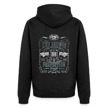 Jahrgang 1981 Geburtsjahr Eine Legende Geburtstag - Unisex Premium Bio Zip Hoodie - Schwarz - Hinten - Nico (187cm)
