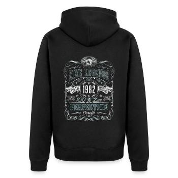 Jahrgang 1982 Geburtsjahr Eine Legende Geburtstag - Unisex Premium Bio Zip Hoodie - Schwarz - Hinten - Nico (187cm)