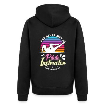 Pilates I've Never Met A Pilates Coach Meditation - Unisex Premium Organic Zip Hoodie - black - Back - Nico (187cm)