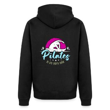 Le Pilates est mon cours de Pilates Méditation Happy Hour - Veste à capuche bio Premium Unisexe - noir - Dos - Nico (187cm)