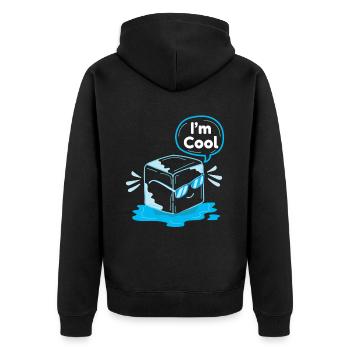 Eiswürfel I´M Cool Sommer Eis Getränk - Unisex Premium Bio Zip Hoodie - Schwarz - Hinten - Nico (187cm)