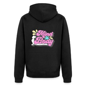 Pilates Mind X Body Meditation Pilates Reformer - Unisex Premium Bio Zip Hoodie - Schwarz - Hinten - Nico (187cm)