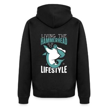 Hammerhai-Liebhaber Meeresbiologie Unterwasser - Unisex Premium Bio Zip Hoodie - Schwarz - Hinten - Nico (187cm)