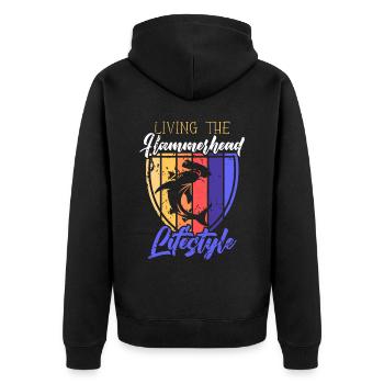 Hammerhai-Liebhaber Meeresbiologie Unterwasser - Unisex Premium Bio Zip Hoodie - Schwarz - Hinten - Nico (187cm)