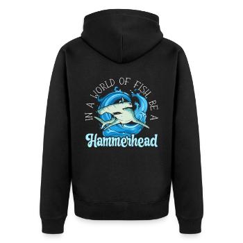 Hammerhead Shark Lover Marine Biology Underwater - Veste à capuche bio Premium Unisexe - noir - Dos - Nico (187cm)