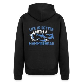 Hammerhai-Liebhaber Meeresbiologie Unterwasser - Unisex Premium Bio Zip Hoodie - Schwarz - Hinten - Nico (187cm)