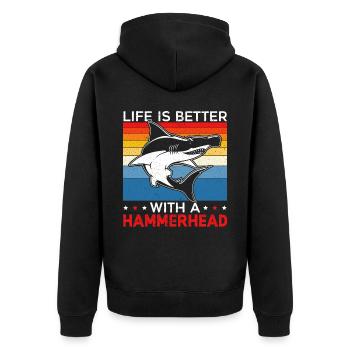 Hammerhai-Liebhaber Meeresbiologie Unterwasser - Unisex Premium Bio Zip Hoodie - Schwarz - Hinten - Nico (187cm)
