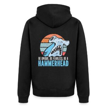 Hammerhai-Liebhaber Meeresbiologie Unterwasser - Unisex Premium Bio Zip Hoodie - Schwarz - Hinten - Nico (187cm)