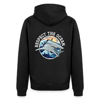 Hammerhai-Liebhaber Meeresbiologie Unterwasser - Unisex Premium Bio Zip Hoodie - Schwarz - Hinten - Nico (187cm)
