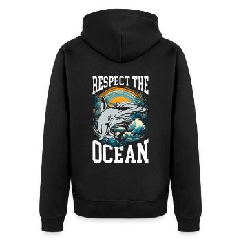Hammerhai-Liebhaber Meeresbiologie Unterwasser - Unisex Premium Bio Zip Hoodie - Schwarz - Hinten - Nico (187cm)