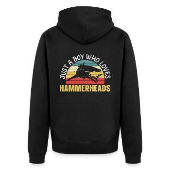Hammerhai-Liebhaber Meeresbiologie Unterwasser - Unisex Premium Bio Zip Hoodie - Schwarz - Hinten - Nico (187cm)