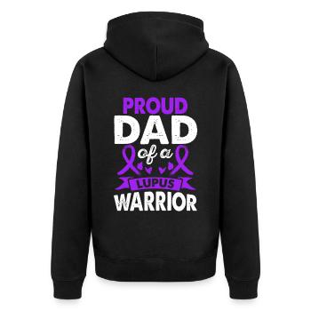 Papa Of Lupus Warrior Awareness Month Lila Band - Unisex Premium Organic Zip Hoodie - black - Back - Nico (187cm)