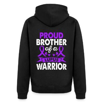 Bruder Von Lupus Warrior Awareness Month Lila - Unisex Premium Bio Zip Hoodie - Schwarz - Hinten - Nico (187cm)