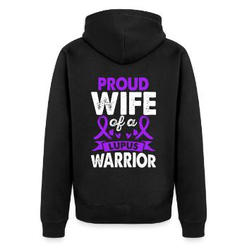 Wife of Lupus Warrior Awareness Month Purple - Unisex Premium Organic Zip Hoodie - black - Back - Nico (187cm)