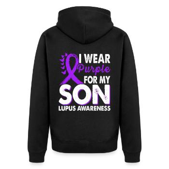 Wear purple to support the - Unisex Premium Organic Zip Hoodie - black - Back - Nico (187cm)