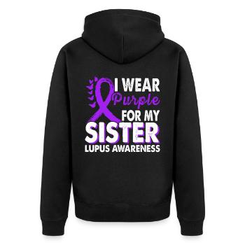 Portez du violet pour la sensibilisation à la soeur lupus - Veste à capuche bio Premium Unisexe - noir - Dos - Nico (187cm)