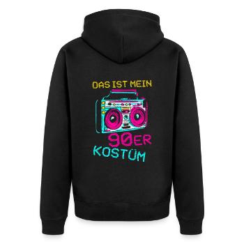 Das ist mein 90er Kostüm - Unisex Premium Bio Zip Hoodie - Schwarz - Hinten - Nico (187cm)