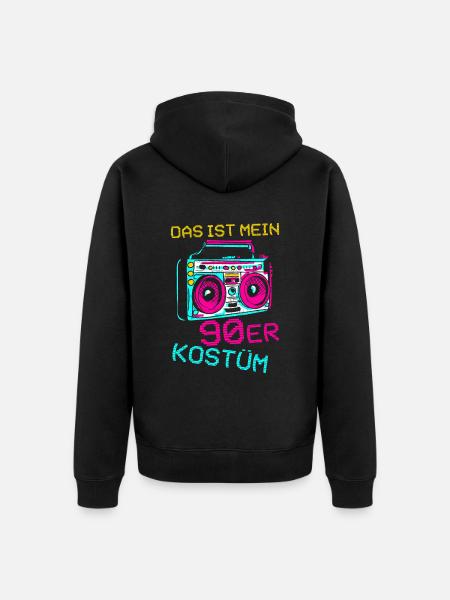 Das ist mein 90er Kostüm - Unisex Premium Bio Zip Hoodie - Schwarz