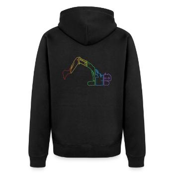 Excavator LGBT Rainbow Crawler Excavator - Unisex Premium Organic Zip Hoodie - black - Back - Nico (187cm)
