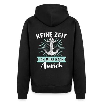Aurich Sprüche - Unisex Premium Bio Zip Hoodie - Schwarz - Hinten - Nico (187cm)