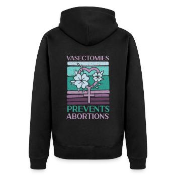 Feminist Vasectomies Prevents - Unisex Premium Organic Zip Hoodie - black - Back - Nico (187cm)