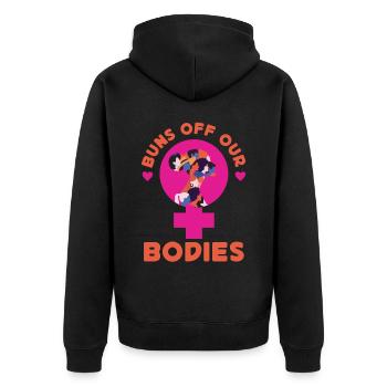 Les féministes bannissent leur corps - Veste à capuche bio Premium Unisexe - noir - Dos - Nico (187cm)