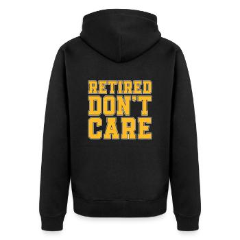 Pensioner Pension Cool Retired Dont Care - Unisex Premium Organic Zip Hoodie - black - Back - Nico (187cm)