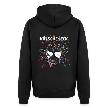 Kölsche Jeck Karneval Fasching Konfetti Colonia - Unisex Premium Bio Zip Hoodie - Schwarz - Hinten - Nico (187cm)