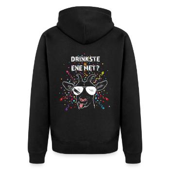 Drinkste ene met Echte Kölnerin Kölner Karneval - Unisex Premium Bio Zip Hoodie - Schwarz - Hinten - Nico (187cm)