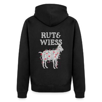 Köln Rot Weiß Geißbock Rut un Wiess Kölsch Kölner - Unisex Premium Bio Zip Hoodie - Schwarz - Hinten - Nico (187cm)