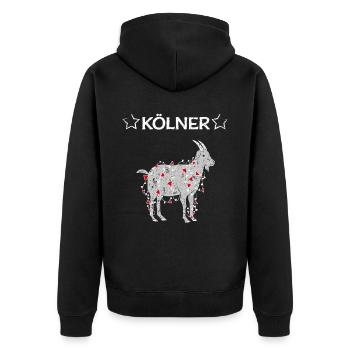 Echter Kölner Köln Colonia Fußballfan Karnevalfan - Unisex Premium Bio Zip Hoodie - Schwarz - Hinten - Nico (187cm)