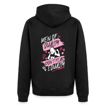 Feminist Men Of Quality Don't Fear - Unisex Premium Bio Zip Hoodie - Schwarz - Hinten - Nico (187cm)