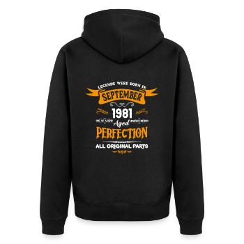 Legends Were Born In September 1981 - Unisex Premium Organic Zip Hoodie - black - Back - Nico (187cm)