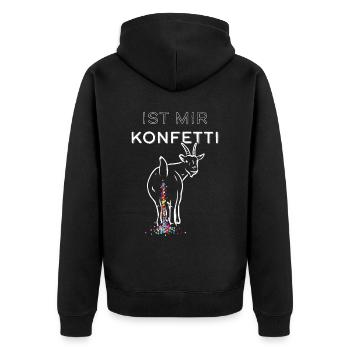 Konfetti Karneval Weiberfasnacht 5. Jahreszeit - Unisex Premium Bio Zip Hoodie - Schwarz - Hinten - Nico (187cm)