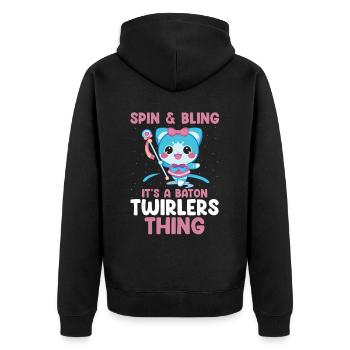 Stabdänzerin Design für Majorette - Unisex Premium Bio Zip Hoodie - Schwarz - Hinten - Nico (187cm)