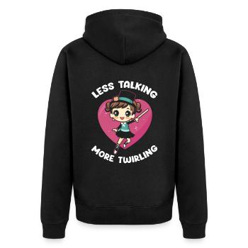 Stocktanz Design für Stabtänzerin - Unisex Premium Bio Zip Hoodie - Schwarz - Hinten - Nico (187cm)