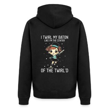 Stocktanz Design für Stabtänzerin - Unisex Premium Bio Zip Hoodie - Schwarz - Hinten - Nico (187cm)