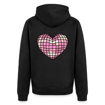 Danish Pastel Aesthetics Heart Disco Ball - Unisex Premium Organic Zip Hoodie - black - Back - Nico (187cm)