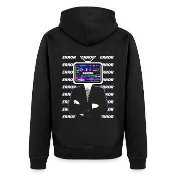 Weirdcore Ästhetik TV Kopfstörung - Unisex Premium Bio Zip Hoodie - Schwarz - Hinten - Nico (187cm)