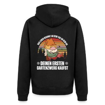 Gartenzwerg Für Gartenzwerg Liebhaber Gärtner Lust - Unisex Premium Bio Zip Hoodie - Schwarz - Hinten - Nico (187cm)