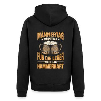 Männertag Männertag Für Die Leber Wird Das Hammerh - Unisex Premium Bio Zip Hoodie - Schwarz - Hinten - Nico (187cm)
