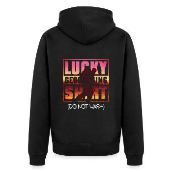 Chemise de géocaching porte-bonheur (ne pas laver) Geocaching - Veste à capuche bio Premium Unisexe - noir - Dos - Nico (187cm)