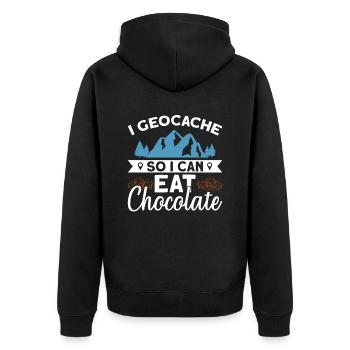 I Geocache So I Can Eat Chocolate - Geocaching - Unisex Premium Organic Zip Hoodie - black - Back - Nico (187cm)