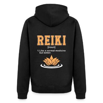 Nom Reiki comme la guérison énergétique de la médecine normale - Veste à capuche bio Premium Unisexe - noir - Dos - Nico (187cm)