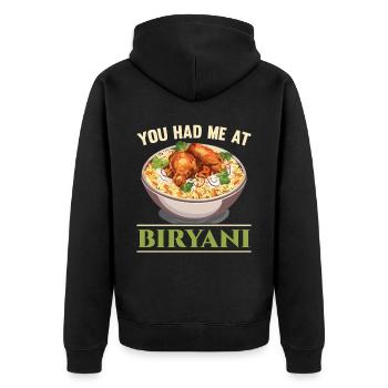 Biryani Lover Indian Food Desifood India Rice - Veste à capuche bio Premium Unisexe - noir - Dos - Nico (187cm)